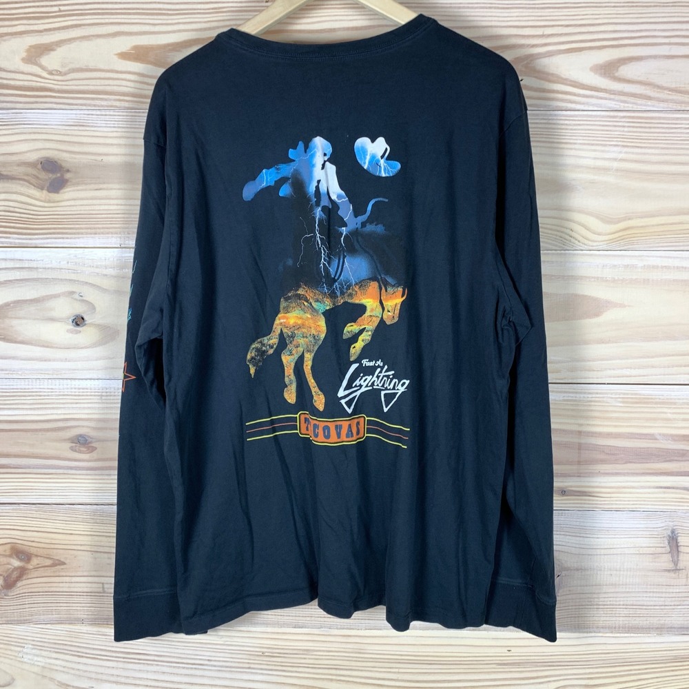 Tecovas Long Sleeve Shirt Men XL Black Fast As Lightning Graphic Pima Cotton Tee